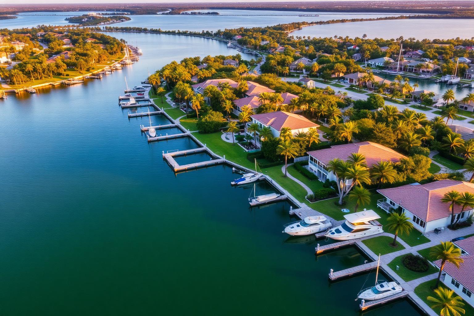 Aerial view of Aqualane Shores, Naples FL