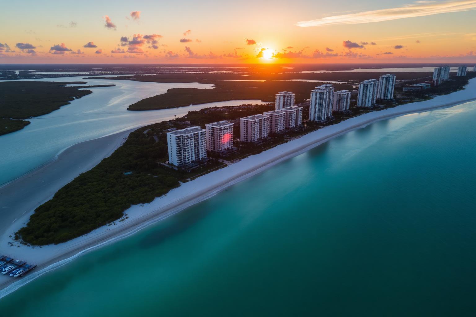 Aerial view of Pelican Bay, Naples FL