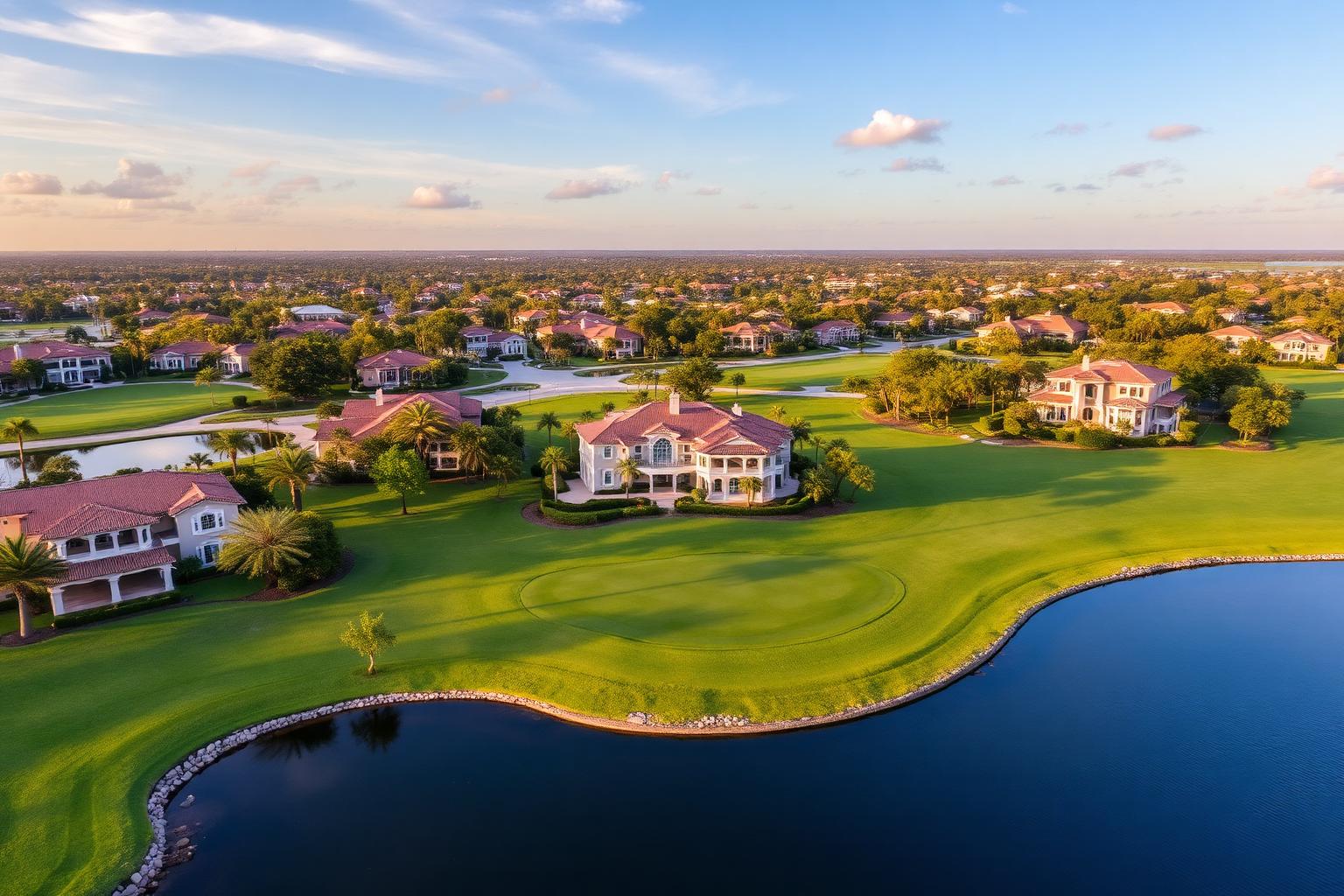 Aerial view of Quail West, Naples FL